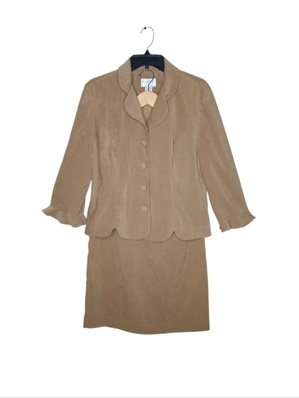 Mary Mcfadden Vintage Two-Piece Women's Skirt Suit in Tan